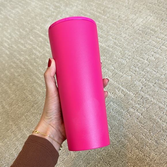 Starbucks Summer 2018 hot pink fuchsia stainless steel venti cold cup with lid - Picture 3 of 5